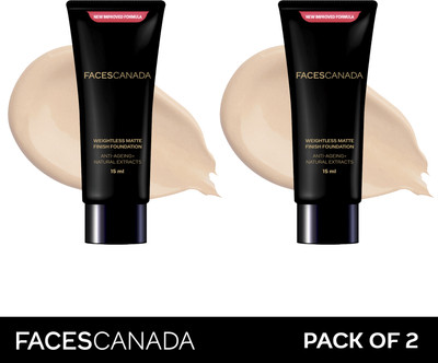 FACES CANADA Weightless Matte Finish Foundation | Lightweight | Anti-Ageing | Flawless Finish Foundation(Beige, 15 ml)