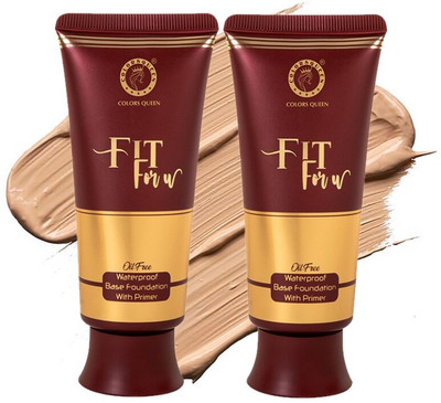 COLORS QUEEN Fit For U Oil Free & Waterproof Foundation Combo Pack of 2  Foundation(Natural Almonds, 100 ml)