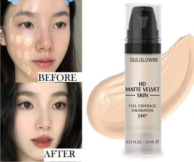 GULGLOW99 Korean Full Coverage Base Foundation Matte Finish  Foundation(NATURAL BEIGE, 15 ml)