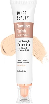 SWISS BEAUTY Flawless Finish Foundation Medium Coverage Lightweight Oil-Free Formula Foundation(WHITE IVORY, 50 g)