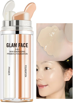 imelda Natural Finish 2 in 1 Foundation Primer Foundation(NATURAL BEIGE, 60 ml)