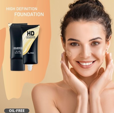 GABBU HD High Definition Oil-Free Foundation - Flawless Definition, Oil-Free Finish Foundation(bige, 50 g)