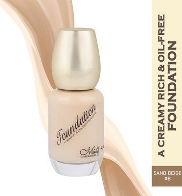 M.N.N 24H Long Wear Foundation | Oil-Free, Full Coverage & Lightweight Formula Foundation(Sand Beige, 45 ml)