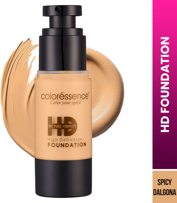 COLORESSENCE SPF-20 High Definition Foundation Full Coverage Waterproof Lightweight Formula Foundation(HDF-7, Spicy Dalgona, 30 ml)