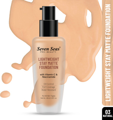 Seven Seas Stay Mate Foundation, Full Coverage Foundation | With Vitamin C and Niacinamide Foundation(Natural, 40 ml)