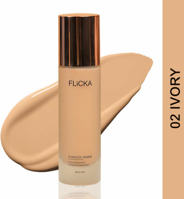 Flicka Flawless Femme High Coverage Liquid Foundation 02 Ivory, 30ml Foundation(Ivory, 30 ml)