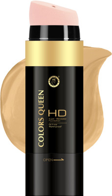 COLORS QUEEN HD Super Blendable Oil Free & Waterproof Foundation with Blender Applicator Foundation(Medium Beige, 30 g)