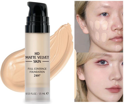 GABBU Flawless Liquid Foundation Natural, Long-Lasting Waterproof Coverage Foundation(WHITE IVORY, 15 ml)