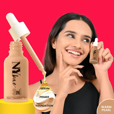NY bae 3 in 1 Serum Foundation with Primer I Moisturising I Glowing Korean Skin Foundation(Warm Pearl 12, 30 ml)