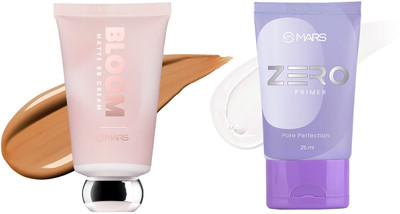 MARS Blooming Dewy BB Cream Foundation and Zero Pore Perfection Primer Foundation(TOFFEE, transparent, 65 ml)