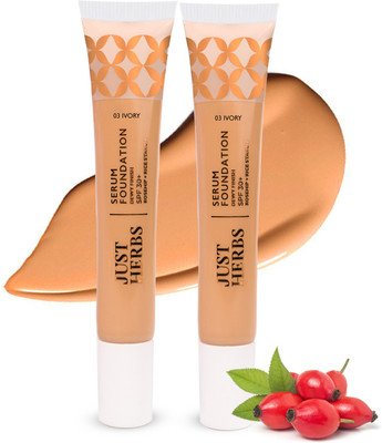 Just Herbs Strobe Cream & Dewy Serum Foundation Ivory SPF 30+ | Pack of 2 Foundation(Brown, 84 g)