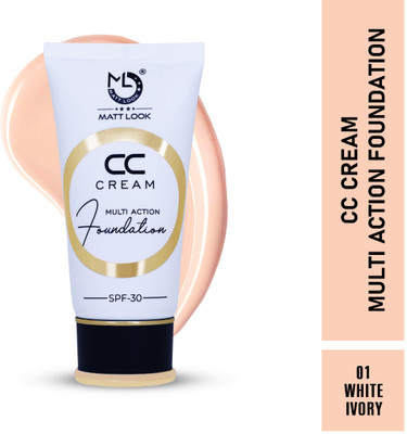 MATTLOOK CC Cream Multi Action Foundation Hide Blmishes SPF 30 Even Skin Tone Blendable-1 Foundation(White Ivory, 60 g)
