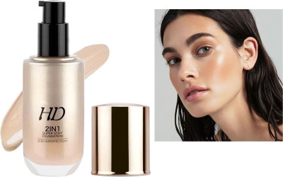 Emijun HD 2IN1 Cream Full Coverage Foundation For Normal Skin Natural Foundation(MEDIUM, 60 ml)