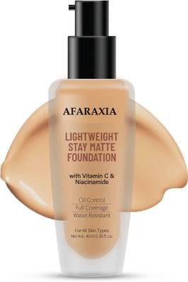 AFARAXIA Light Weight Matte Foundation Full Coverage,SPF 15 Suitable for All Skin Types Foundation(NATURAL BEIGE, 40 ml)