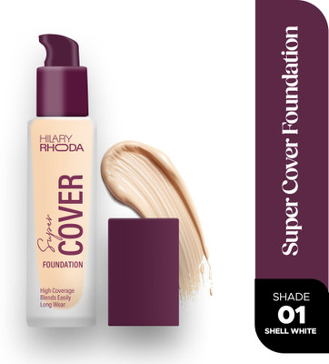 Hilary Rhoda Super Cover Foundation | High Coverage & Waterproof Foundation | 24-Hour Stay Foundation(Shade-01, Shell White, 30 ml)