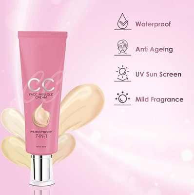 FLORERO 7 in 1 Face Miracle CC Cream Smooth Foundationh & Lightweight Foundation(NATURAL, 60 ml)
