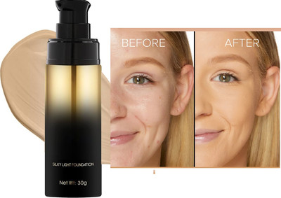 DARVING SILKY LIGHT Liquid Foundation Deep Coverage Lightweight Formula  Foundation(BEIGE, 30 g)