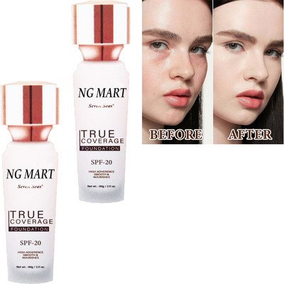 NG MART SEVEN TRUE COVERAGE FOUNDATION FOR SMOOTH & NORISH PACK OF - 2 Foundation(white, 120 ml)