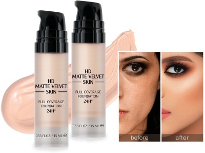 tanvi27 HD Matte Velvet Skin Full Coverage NATURAL Foundation 24H Set Foundation(NATURAL BEIGE, 30 ml)