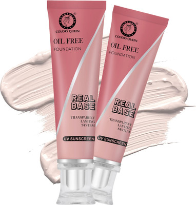 COLORS QUEEN Oil Free Real Base Foundation Waterproof Combo Pack of 2 Foundation(Classic, 80 ml)
