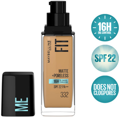 MAYBELLINE NEW YORK Fit Me Matte+Poreless Liquid Foundation (With Pump & SPF 22), 332 Golden caramel Foundation(332 Golden Caramel, 30 ml)