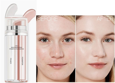 HUZURLU 2-in-1 Skin Base Primer +  Foundation(MEDIUM, 60 ml)
