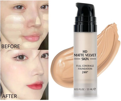 GABBU Lightweight Foundation|Blendable Matte Finish Colour Correction For All Skin Foundation(WHITE IVORY, 15 ml)