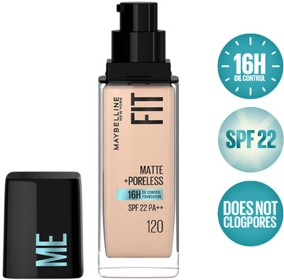 MAYBELLINE NEW YORK Fit Me Matte+Poreless Liquid Foundation (With Pump & SPF 22) Foundation(120 Classic Ivory, 30 ml)