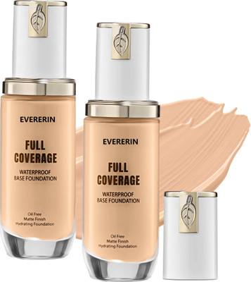 EVERERIN Full Coverage Waterproof Base Foundation|Oil Free|Matte Finish|Hydrating Foundation(Natural, 90 ml)
