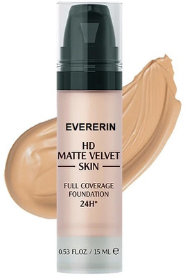 EVERERIN HD Matte Velvet Skin Full Coverage Foundation-24H Flawless Finish  Foundation(Beige, 15 ml)