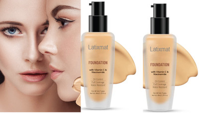 Latixmat Combo Oil Control Super Coverage Smooth Application  Foundation(SKIN, 80 ml)