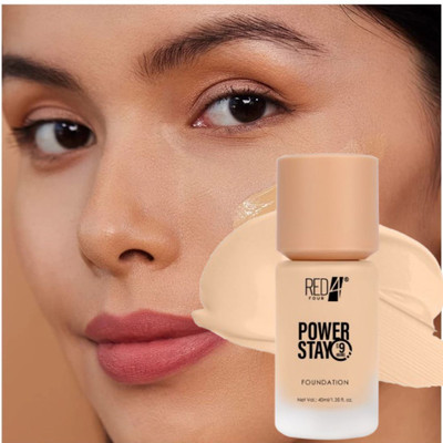 RED4 Lightweight Power stay foundation pack of 1 Foundation(Black, 40 ml)