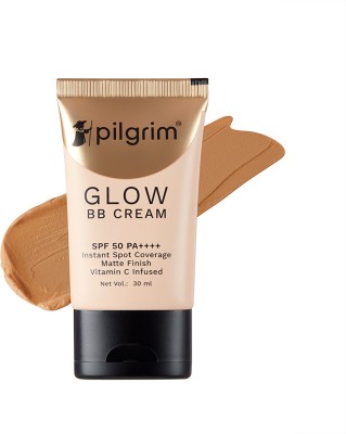 Pilgrim Glow BB Cream|Instant Spot Coverage with SPF 50 PA++++|Almond Glow 05 Foundation(Brown, 30 ml)