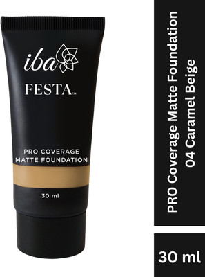Iba Festa PRO Coverage Matte Foundation | Long Lasting | Lightweight & Oil Free Foundation(04 Caramel Beige, 30 ml)