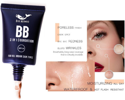 BLUEMERMAID Ultra blendable and comfortable texture which is light on skin Foundation(Natural Ivory, 30 ml)