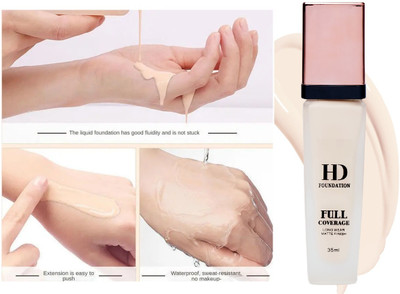 BLUEMERMAID Waterproof HD Full Coverage Cream Foundation For Makeup Foundation(ivory, 35 ml)