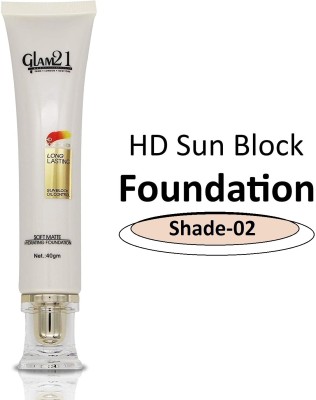 Glam21 Cosmetics HD Foundation to Longlasting Sunblock, Oil-Control & Soft Matte Finish|Hydrating Foundation(Shade-02, 40 g)