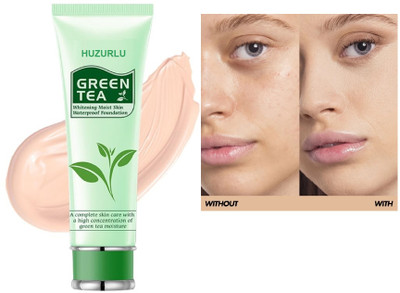 HUZURLU Green Tea Whitening Full Coverage  Foundation(NATURAL IVORY, 80 g)