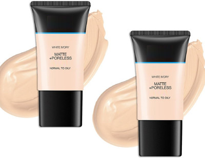 Latixmat New Matte & Poreless, Full Coverage Blendable Normal to Oily Skin Combo Foundation(White Ivory, 36 g)
