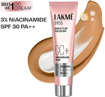 Lakmé 9 to 5 CC Cream Almond with 3% Niacinamide Complex SPF 30 PA++ Foundation(Almond, 30 g)