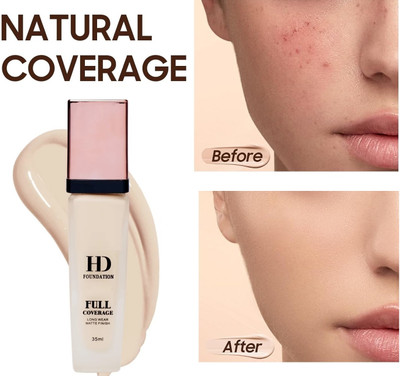 NADJA Liquid HD foundation high pigment formula Matte Finish Flawless Coverage Foundation(BEIGE, 35 ml)