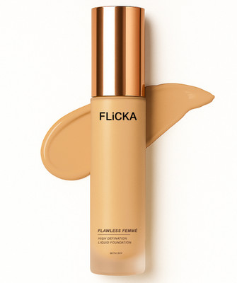 Flicka Flawless Femme High Coverage Liquid Foundation 02 Ivory, 30ml Foundation(Ivory, 30 ml)