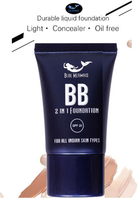 BLUEMERMAID BB 2 in 1 Foundation Full Coverage Liquid Foundation Cream Foundation(BEIGE, 30 ml)