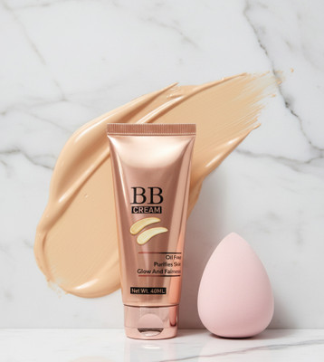 EMRIKA BB Cream for Glow and Fair Skin | Purifies Skin | 40ml with Puff Foundation(Beige, 1 ml)