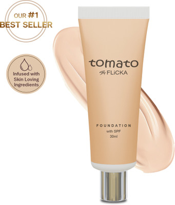 Flicka Tomato Foundation For Face Makeup, 01 Ivory, 30ml Foundation(Ivory, 30 ml)