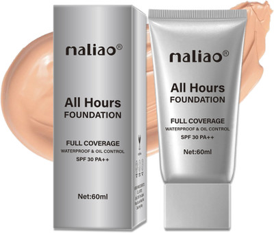 maliao All Hours Foundation - Full Coverage, Waterproof, Oil Control, SPF 30 PA++ Foundation(06-SAND BEIGE, 60 ml)