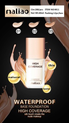 MALIO High Coverage Water Proof Base Foundation Silky Touch Foundation(beige, 40 ml)