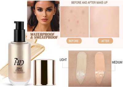 YAWI waterproof long lasting high definition foundation Invisible Finish Foundation(BEIGE, 60 ml)