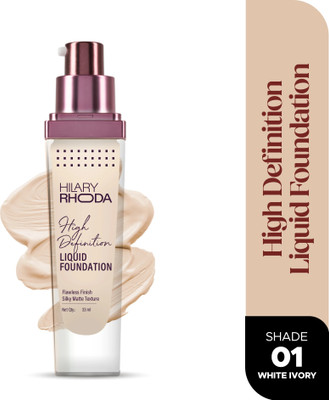 Hilary Rhoda High Definition Foundation | Hides Pores & Blemishes | Blendable & Matte Formula Foundation(White Ivory, Shade-01, 33 ml)