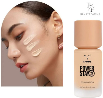 BLUST&FAMME Power Stay Foundation satin pack of 1 Foundation(Black, 40 ml)